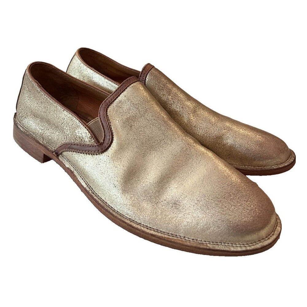 Trask NEW Size 8 M Ali Gold Leather Slip On Loafers Flats Women's H.S. Trask